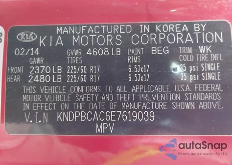 2014 Kia Sportage Lx from USA, damaged, VIN KNDPBCAC6E7619039